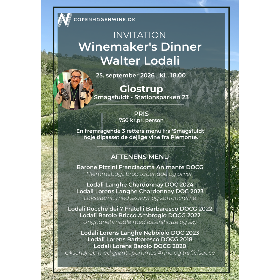 Winemaker's Dinner med Walter Lodali - Glostrup - Smagsfuldt - 25. september 2026 kl. 18.00