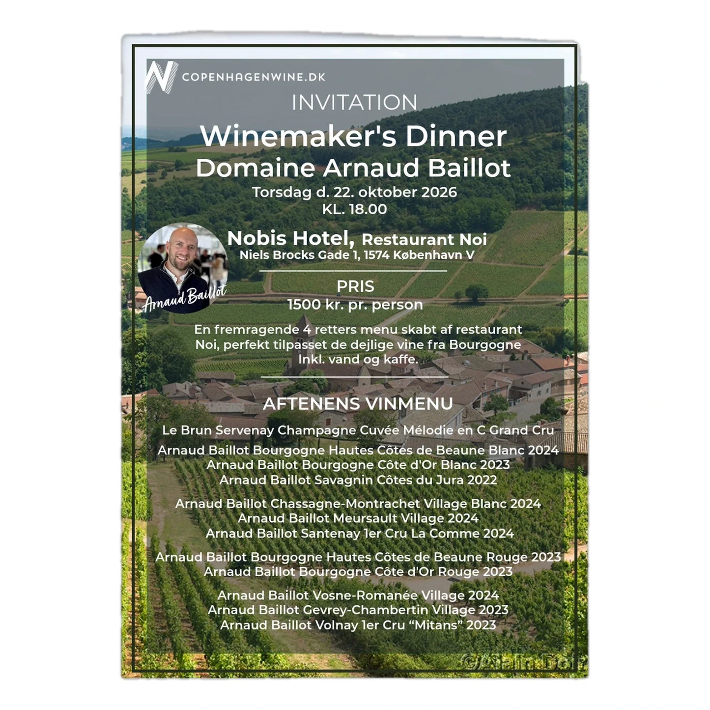 Winemaker's Dinner - Arnaud Baillot - Nobis Hotel - 22. oktober 2026 kl. 18.00