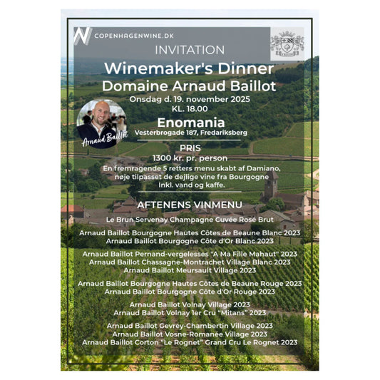 Winemaker's Dinner med Domaine Arnaud Baillot - Enomania - Onsdag d. 19. november 2025 kl. 18:00